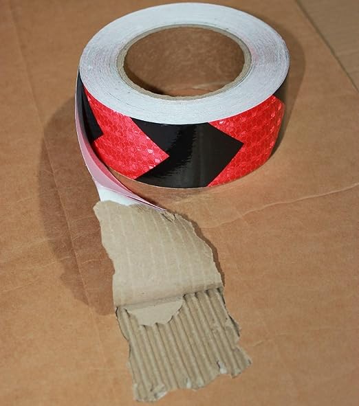 Reflective Tape Red and Black 2 inch X 66 feet, Outdoor Waterproof Hazard Conspicuity Warning Industrial Marking Tape
