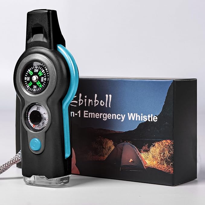 Emergency Survival Function Whistle, Outdoor Multifunctional Tool Safety Whistle with Lanyard, Ideal for Kayaking, Boating, Hiking, Camping, Climbing, Hunting, Fishing, Rescue Signaling