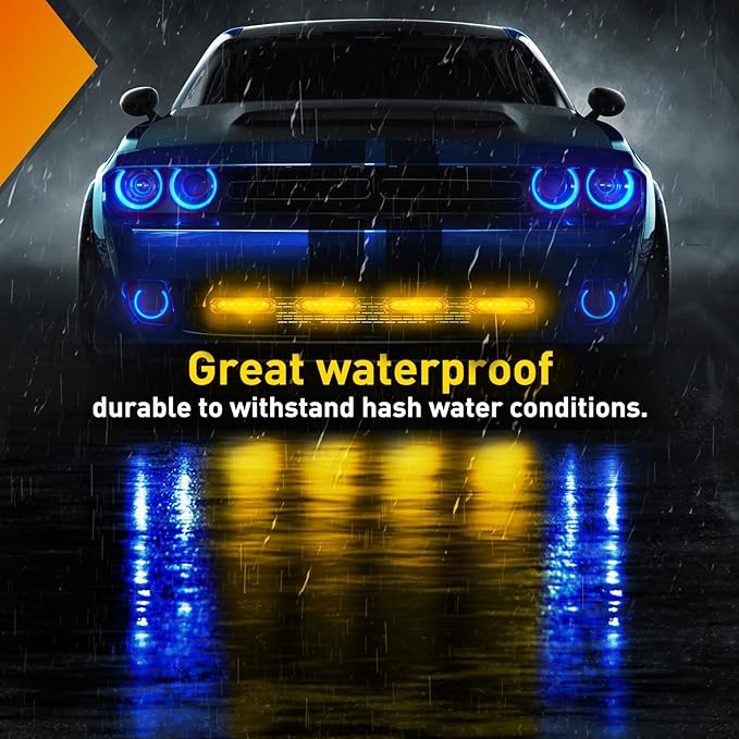 Nilight 4PCS 6LED Amber Emergency Strobe lights 12V 24V Surface Mount Flashing Warning Hazard Light Ultra Slim Sync Feature Grille for Cars Trucks Van Off Road Vehicles SUV