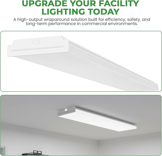 E2 LIGHTING LED Emergency 90mins Wraparound Light, 3500K/4000K/5000K Adjustable 40W 5200lm for Garage Workshop Office 120-277V, ETL