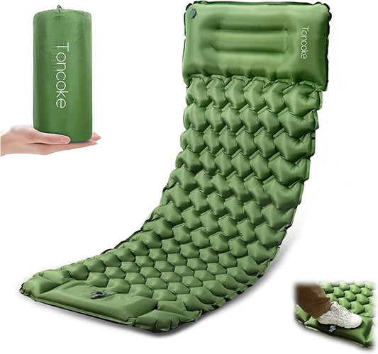 Sleeping Pad, Extra Thick & Ultralight Inflatable Sleeping Pad with Pillow, 30s Foot Pump, 3.54” Camping Mat for Comfort, Durable for Camping, Hiking, Backpacking