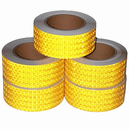 Industrial Reflective Tape Yellow 2 inch for Bikes, Outdoor Waterproof High Visibility Safety Adhesive Stickers Strips (66 feet, 5 Rolls)