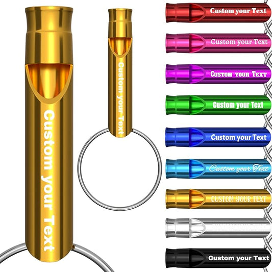 20 Pcs Custom Emergency Whistles with Keychains, Personalized Loud Safety Survival Whistle Engraved with Name/Text, Bulk Whistles for Outdoor Sports, Camping, Hiking, Boating, Hunting