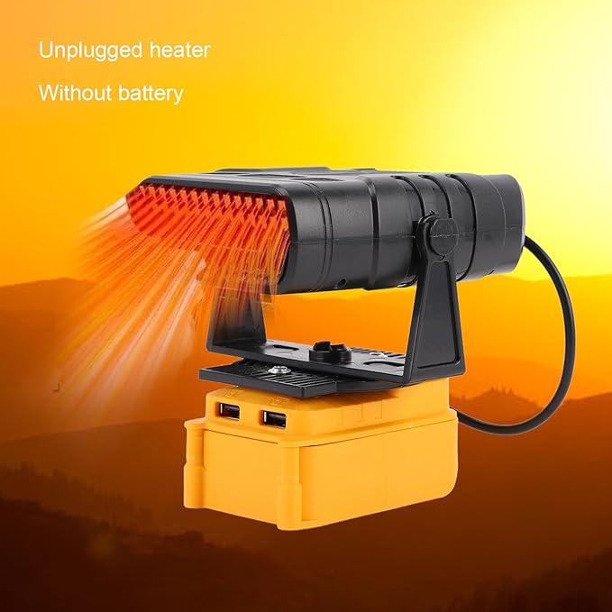 Yoidesu 200W Portable Space Heater, with 2 USB Outputs, Compact Electric Heater for Indoor Use, Compatible with 20V MAX Batteries (DCB201, DCB203, DCB204, DCB206, DCB207, DCB208)