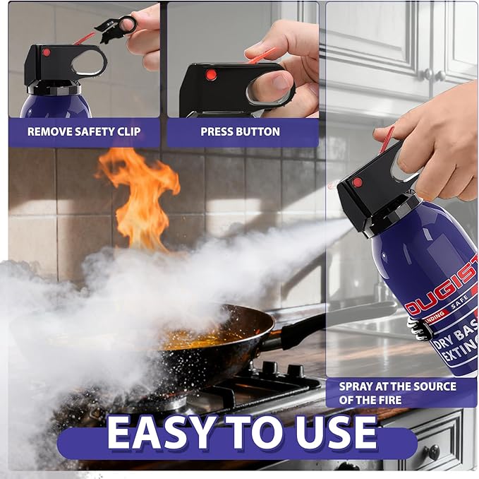 Fire Extinguisher for Home & Vehicle - 600g Fire Extinguisher | Grease & Electrical Fire Extinguisher for Kitchen, Car, Portable (4-Pack)