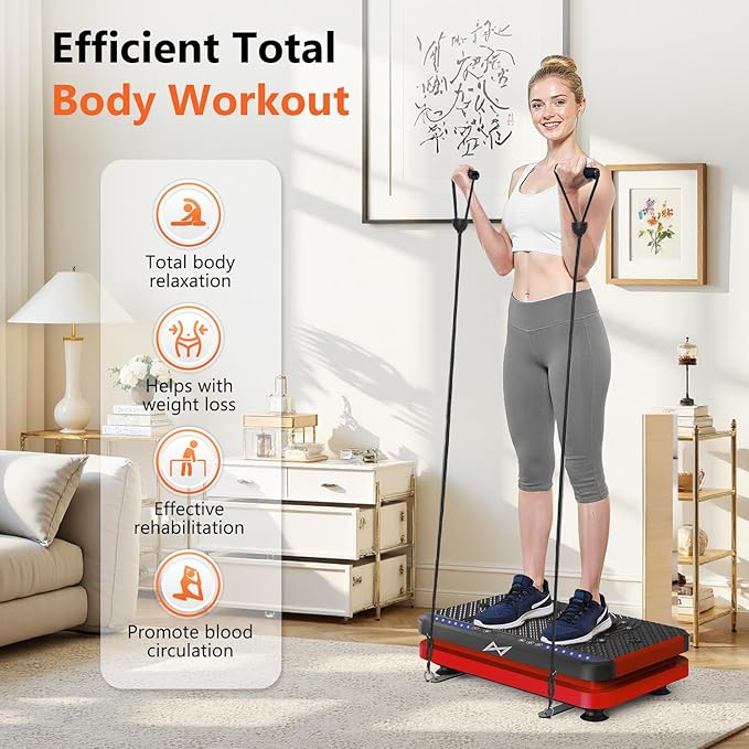AXV Vibration Plate Fitness Platform Exercise Machine Vibrating Shaking Full Body Shaker Workout Vibrate Stand Shake Board Sport Gym for Weight Loss Fat Burner for Women Men