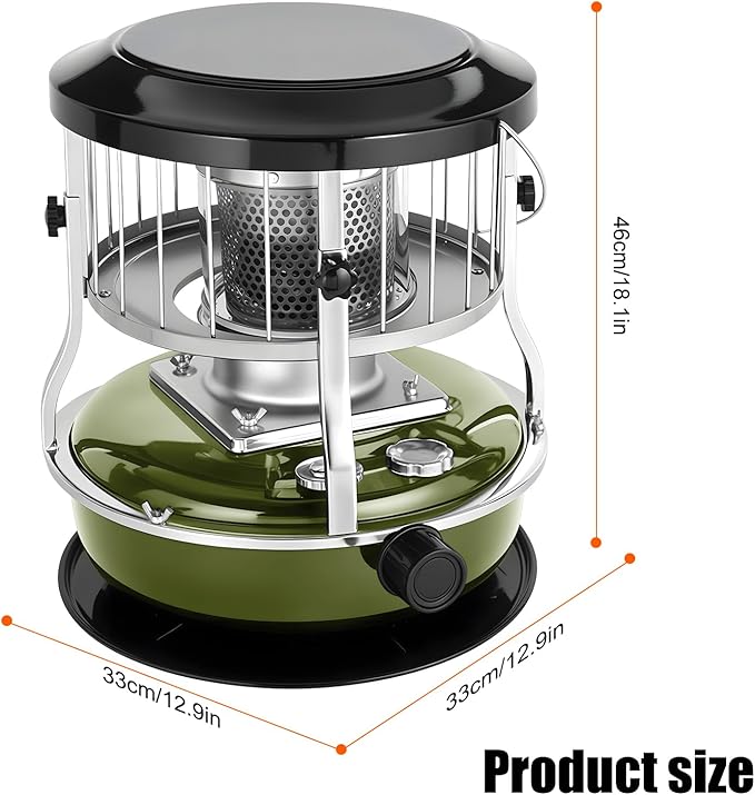 2 in 1 Portable Kerosene Heater Stove Kerosene Heaters for Indoor Use 9000 BTU Non Electric Heaters Indoor Outdoo for Camping Hunting Cooking and Emergency Heater Army Green
