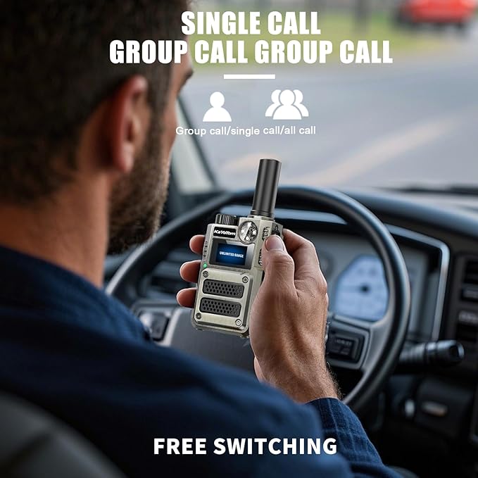 [Lifetime Free] Unlimited Range Walkie Talkies 4G LTE Long Range Two-Way Radios with Nationwide & Global Range,Multi-Function Light & SOS Alert Poc Radios for Wilderness Hiking,Truck Fleet (5 Pack)