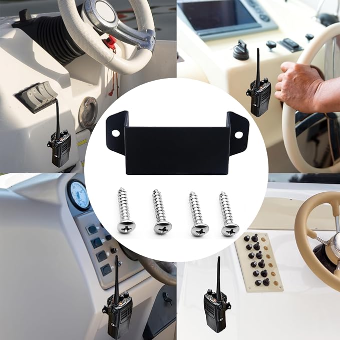 LUITON Universal Radio Hanger Holder Mount, Handheld Radio Holder Mount with Self-Adhesive Tape and Self-Tapping Screws Compatible with Baofeng Midland Kenwood Motorola CB Handheld Radio(1 Pack)