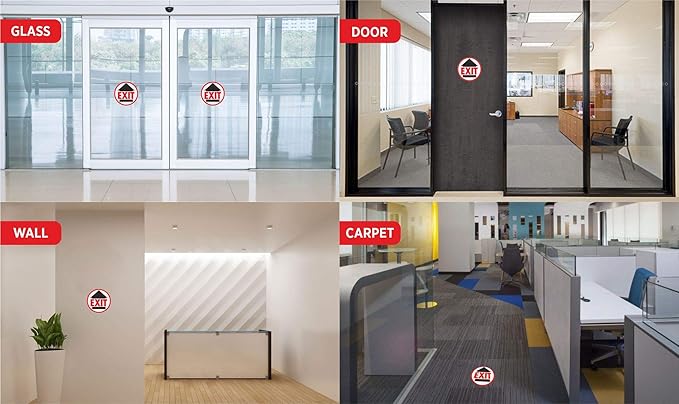CLEVER SIGNS Exit Sign, 10 Decals per Pack, 7.5" Round, Social distancing Sign, Social distancing Floor Decals
