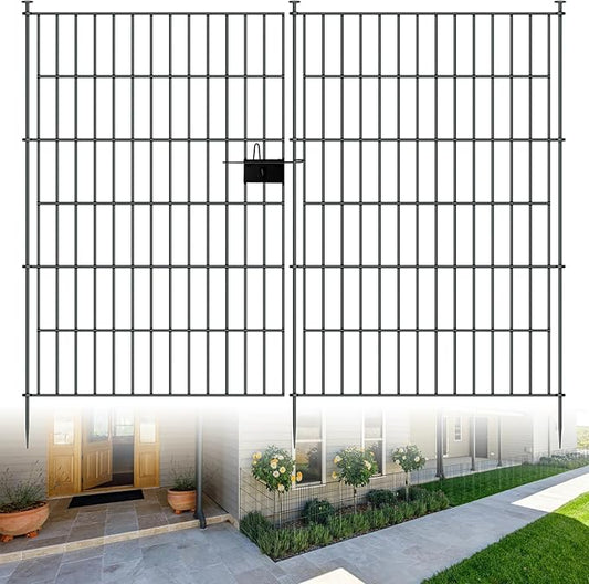 10 Panels Garden Fence Dog Fence Outdoor for Yard,40in H x 23.6ft L Rustproof Metal Fencing with Ground Stakes|No Dig Temporary Animal Proof Containment for Pets/Rabbits|Durable Patio Security Panels