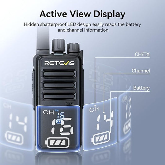 Retevis RT68H Walkie Talkies Long Range, Rugged 2 Way Radio with Earpiece, 1200mAh, Hidden Display, 9-Level Squelch, License-Free Two Way Radio(10 Pack with 10 Way Charger)