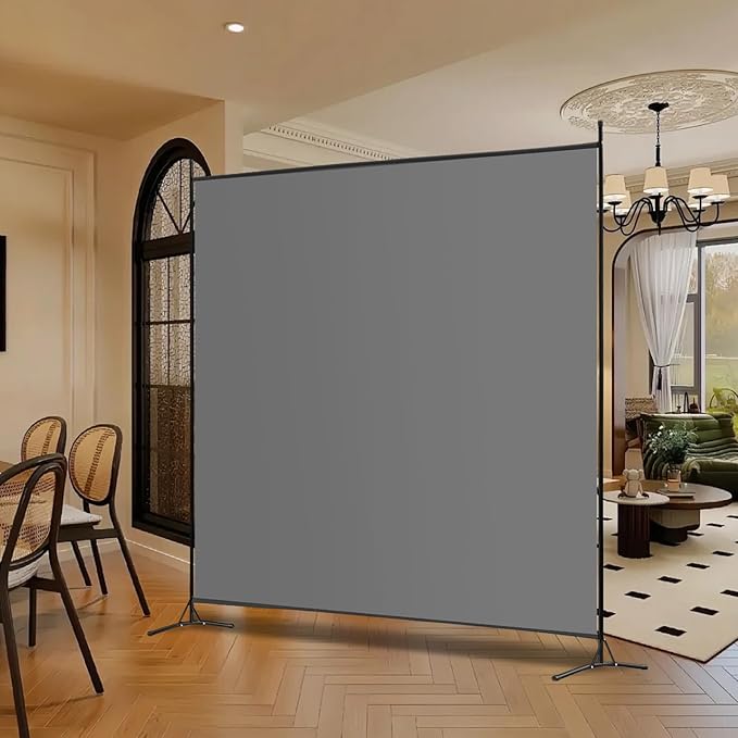Room Divider - 6 Ft Single Panel, 69''W x 70''H Freestanding Privacy Screen for Room Separation, Portable Partition in Grey
