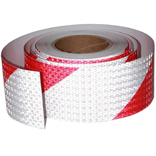 Reflective Tape Red White 3 inch Wide for Automobile, Outdoor Waterproof High Visibility Safety Warning Adhesive Strips (66 feet)