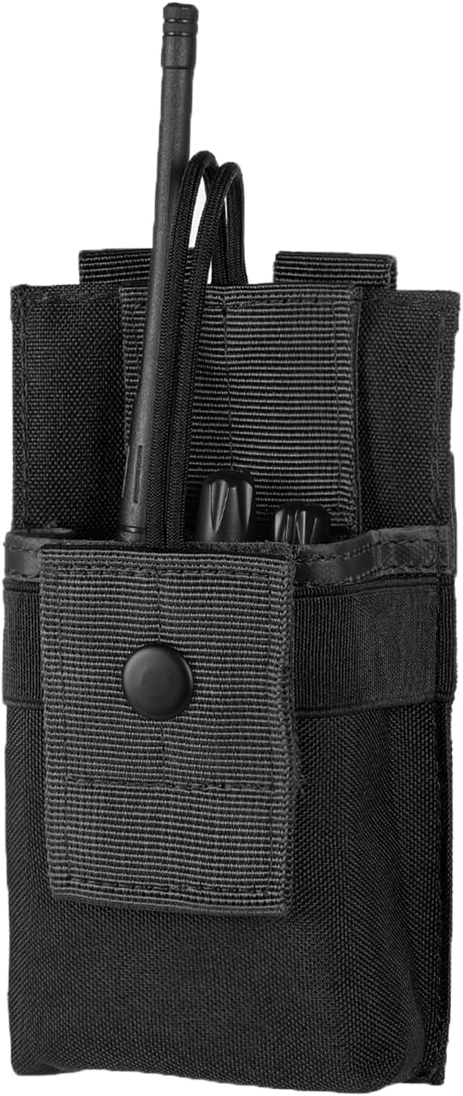 Tactical Radio Holder Radio Holster Molle Radio Pouch Universal Radio Case Military Heavy Duty Radio Bag for Police Firefighter Two Ways Walkie Talkies Vest (Black-large)