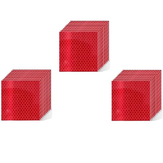 Red Reflective Stickers 2 inch X 2 inch, Outdoor Waterproof High Visibility Warning Safety Adhesive Reflector Tape (30 Pcs)