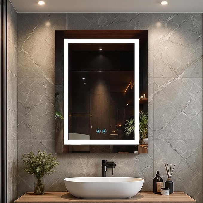 Blossom LED Mirror Medicine Cabinet with Lights, 24x32 Inch | Right Hinge LED Medicine Cabinet Mirror for Bathroom | Recessed or Surface with Defogger, 3 Color Dimmer | Makeup Mirror