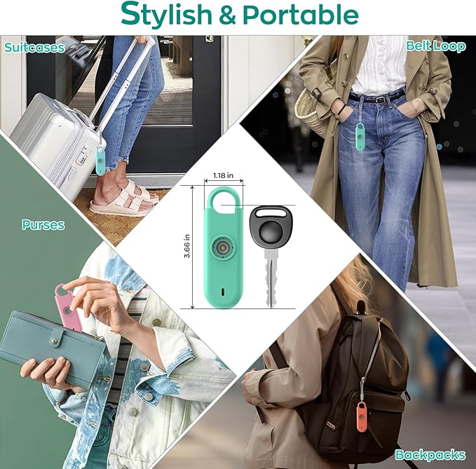 140dB Personal Safety Alarm for Women, 3 Pack Safe Alarm Protection Keychain with Strobe Light & Low Battery Notice, Security Siren Self Defense for Seniors College Girls, White+Green+Black
