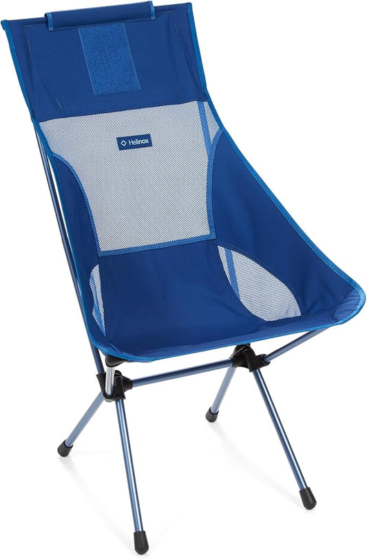 Helinox Sunset Chair Lightweight High-Back Collapsible Camping Chair Blue,3.4Ibs Outdoor Chairs, Picnic Chair, Portable Camping Chair, with Side Pockets