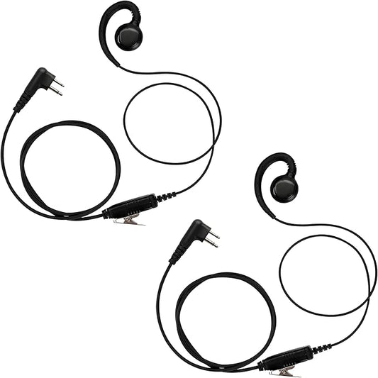 CP100d CP200 Radio Earpiece Compatible with Motorola BPR40 CLS 1110 1410 VL50 RDM2070D DLR1020 Walkie Talkie 2 Pin [C-Ring] Two Way Radio Surveillance Headset with PTT Mic (2 Packs)