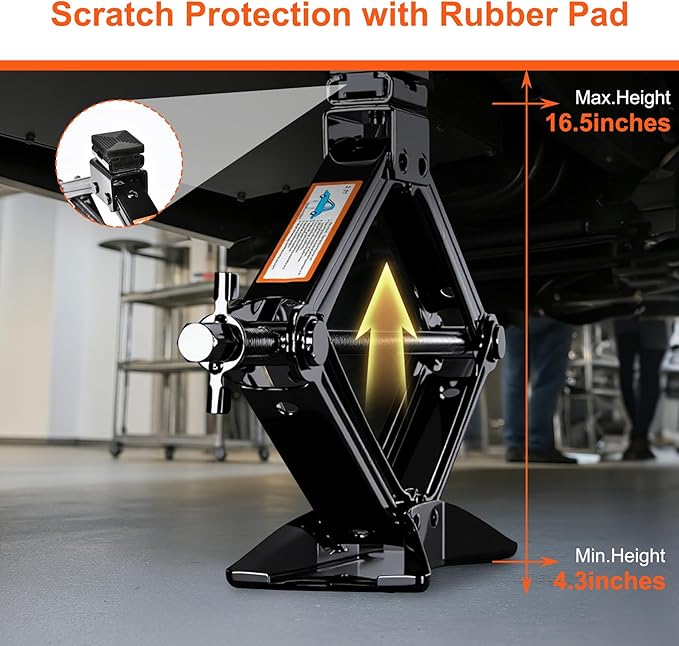 SPECILITE Scissor Jack, 2.5T(5512 Lbs), High-Strength Car Jack and Stand Kit with Rubber Pad, Tire Changing Kit with Ratchet Handle and Lug Wrench, Universal Vehicle Emergency Set for Various Models