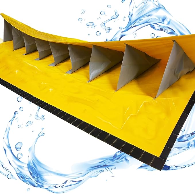 Flood Protection Self-Rising Water Gate Flood Barrier for Home,Garage Doors,Basements,Warehouses,Absorbent Sandbag Alternative L:10' x W:6.5' x H:2'