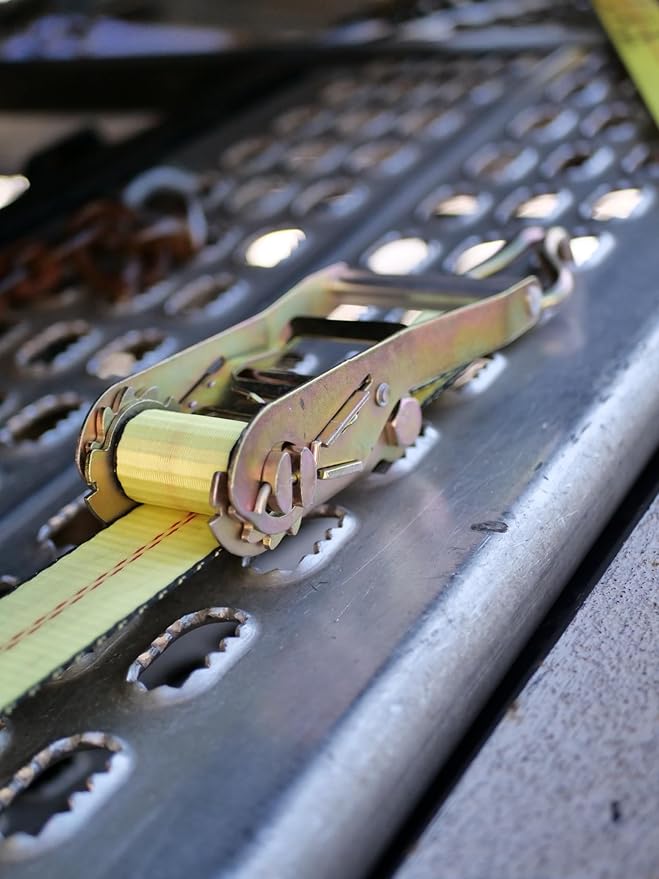 D.A.S. Car Hauler Straps - 3333lb Load Limit, Set of 4 Wheel Tie Down Straps for Car, Truck, and UTV Transport, Secure Car Tie Dow, Three Cleat Design | Yellow Color