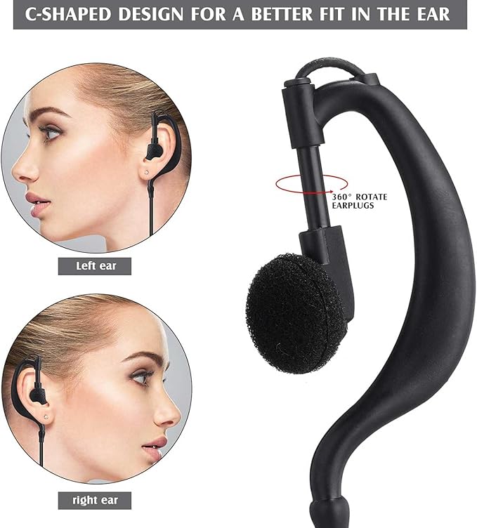 Kathfly 30 Pack Walkie Talkie Earpiece with Mic G Shape 2 Pin Headset Two Way Radio Earpiece with Microphone Compatible with Baofeng UV-5R BF-888S Retevis H-777 RT21 RT22 PUXING HYT