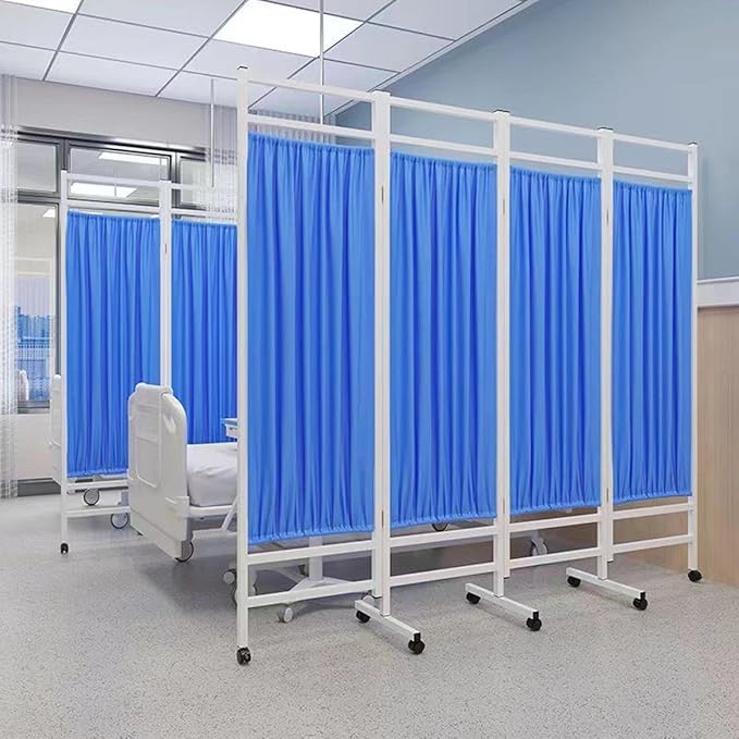 Portable Medical Room Divider with Nylon Fabric, 59" 78.7" 98.4" Freestanding Hospitals Privacy Screen Partition for Hospital Medical Clinic Lab Nursery Patient Ward Dividers(White,W118 xH70.9)
