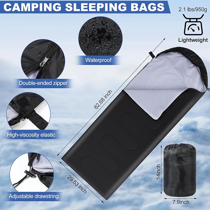 8 Pcs Portable Emergency Thermal Blanket Camping Sleeping Bag Solar Rechargeable Flashlight Emergency Safety Whistle Gloves Scarf Socks Beanie Set for Camping Hiking Travel Hunting (Green)