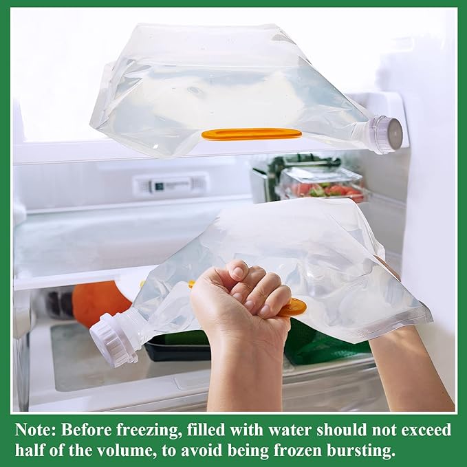 Tessco 12 Pack 1.3 Gallon Collapsible Water Storage Bag Water Container Bag Emergency Jug Foldable Plastic Storage Pouch Freezable Carrier Tank for Outdoor Sport Camping(Clear,Classic)