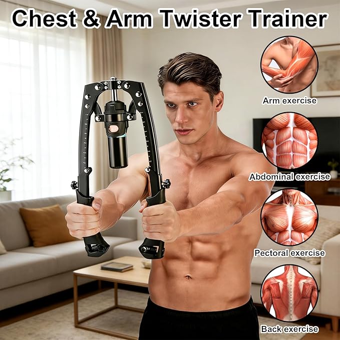 2025 New All-in-One Adjustable Hydraulic Power Chest Press Machine, Chest Expander & Forearm Strengthener, for Upper Body & ABS Fitness (Without Wheels)