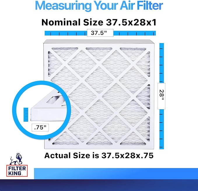 Filter King 37.5x28x1 Air Filter | 4-PACK | MERV 8 HVAC Pleated A/C Furnace Filters | MADE IN USA | Actual Size: 37.5 x 28 x .75"