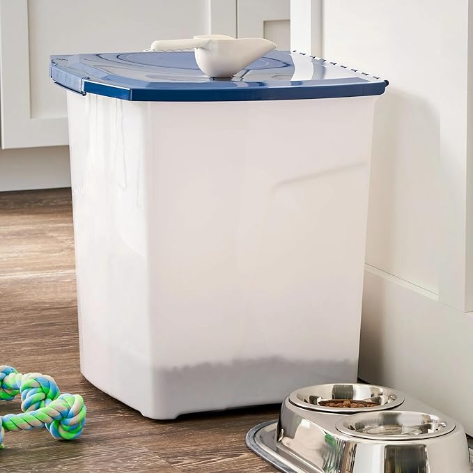 Airtight Plastic Pet Food Storage Container with Secure Locking Lid - 25 lb Capacity