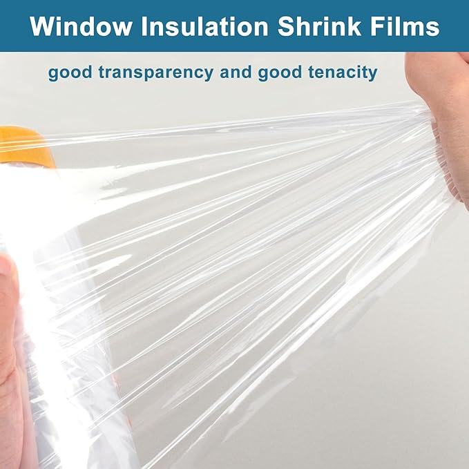 Window Insulation Kit, Plastic Window Covering 62 Inch Wide × 393 Inch Length with Double-Sided Tape, Insulator Seal Kit for 10 - 3'x5' Windows Winterizing for Winter, 1 Roll Clear