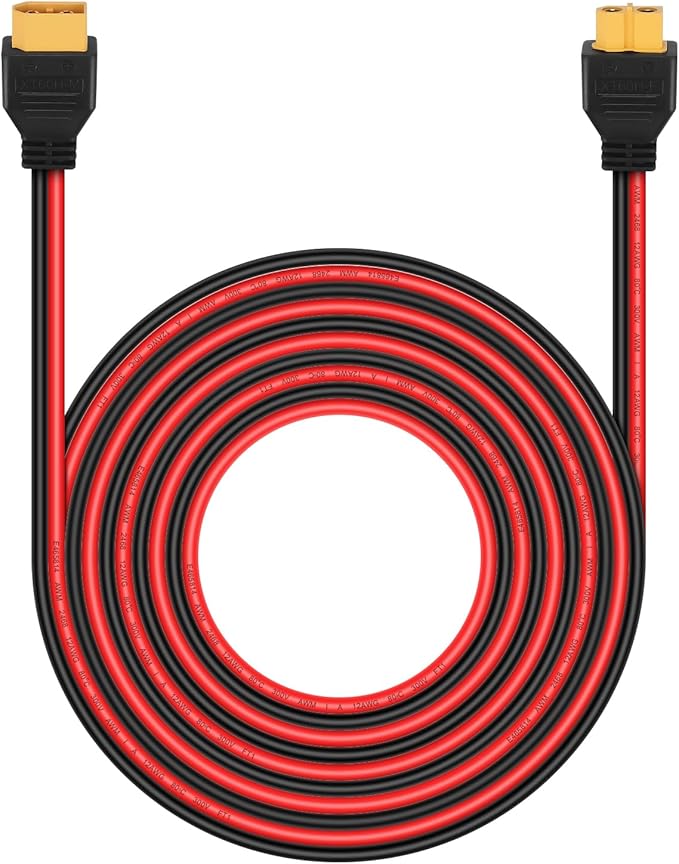XT60 Extention Cable for Solar Panel RV Automotive RC Battery and Portable Power Station Solar Generator 12AWG 15Ft 4.5M