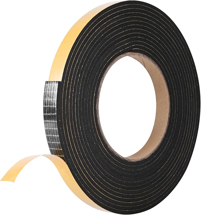 Kikerike Self Adhesive Foam Tape Weatherstrip 1/2In x 1/8In x 13Ft High Density Foam Insulation Strips Seal Weather Stripping with Strong Adhesive for Door and Window Sound Isolation Soundproofing