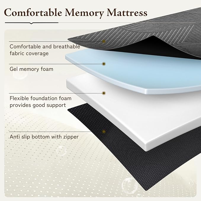 Tri Folding Memory Foam Mattress Full Size - Handle & Non-Slip Bottom, Portable Foldable Sofa Bed Floor Chair for Travel RV Camping Guest Yoga - 6 Inch, 73"x52"x6"