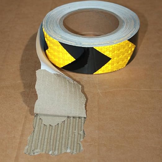 Yellow Black Reflective Tape 1 inch Wide for Trailer, Outdoor Waterproof High Visibility Safety Warning Adhesive Strips (66 feet)