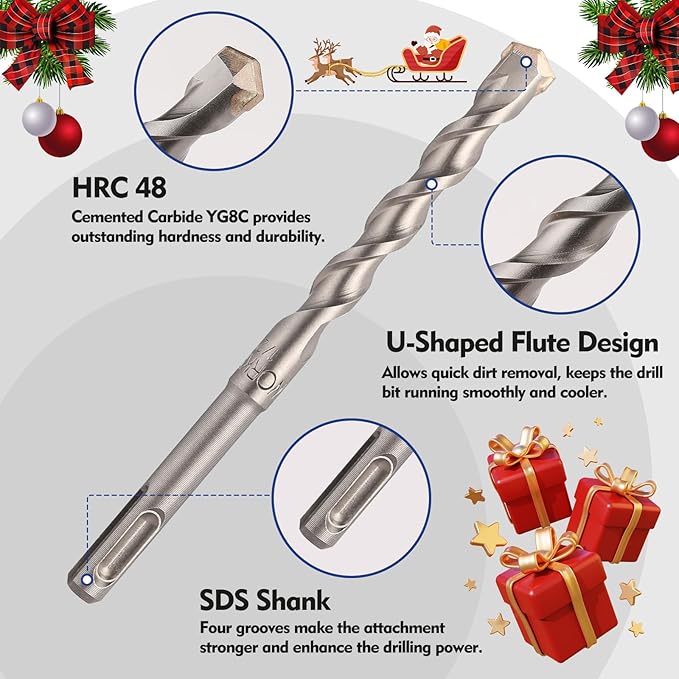 WORKPRO 17-Piece SDS-Plus Rotary Hammer Drill Bits and Chisel Set, Carbide-Tipped Masonry Drill Bits and Chisels for Concrete, Stone, Brick, with Storage Case
