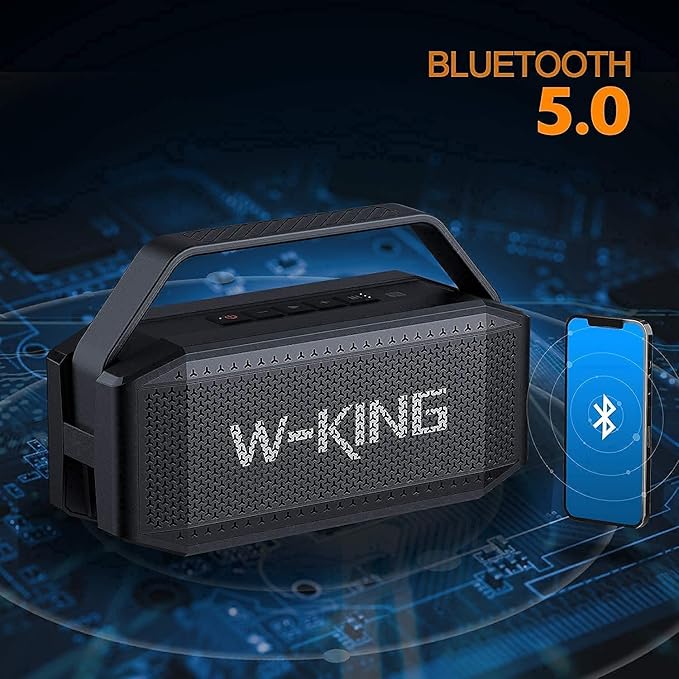 W-KING Portable Loud Bluetooth Speaker, 100W Max Waterproof Outdoor Speakers Bluetooth Wireless, IPX6 Party Big Large Speaker Boombox 2 Subwoofer-60W Exlarge Deep Bass Radiator/2 Pairing/40H/TF/AUX/EQ