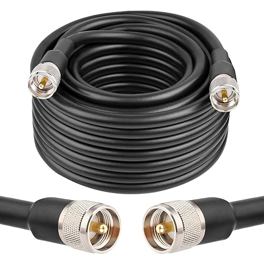 40ft KMR400 PL259 Male to Male Coaxial Cable - Low Loss UHF Cable for HAM, VHF Radio, SWR Meter, Antenna Analyzer
