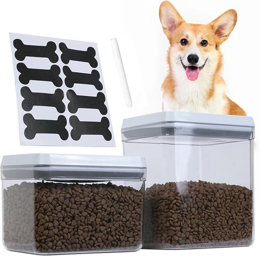 2Pack Pet Food Storage Containers,Airtight Dog Food Storage Container with Pop Lids,Plastic Cat Food Container BPA Free, Secure Dry Kibble Bin, Leak-Proof Dog Food Containers for Pet, Dog,Cats, Birds