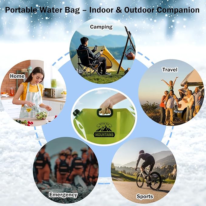 Camping Water Jug 8L/2.1 Gallon,Portable Folding Water Bag with Spigot and Handle, BPA Free Large Capacity Water Storage Carrier for Camping, Hiking, Outdoor, Emergency (Beige & Green, 8L)