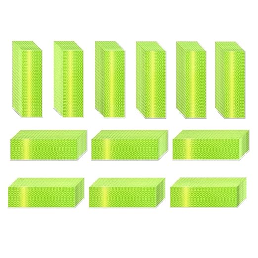 Fluorescent Reflective Stickers 2 inch X 6 inch, Outdoor Waterproof High Visibility Warning Safety Adhesive Reflector (120 Pcs)