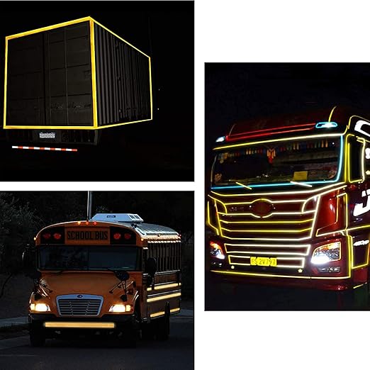 Reflective Tape, Waterproof Self Adhesive Dot Reflective Tape Outdoor Safety Caution Reflector for Trailers, Bikes, Cars（Yellow, 6 Inch x 32.8 Feet）