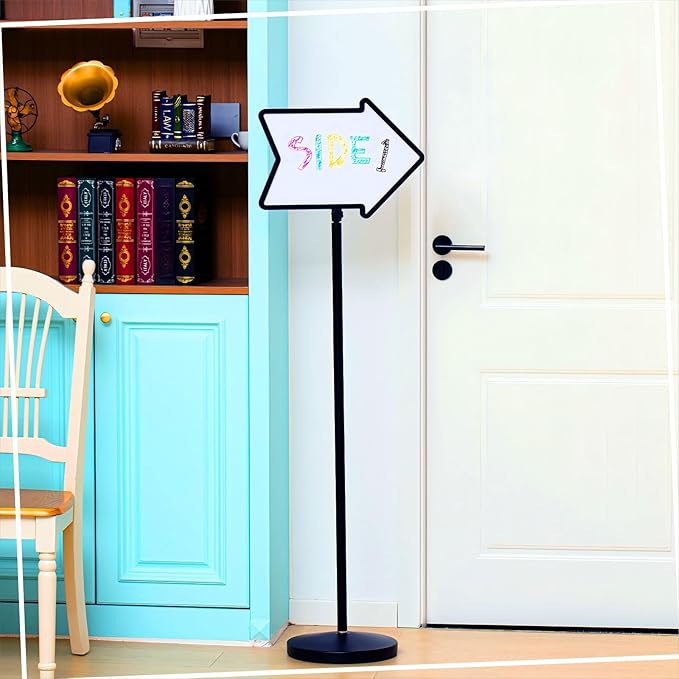 Lincia 4 Pack Dry Erase Board Arrow Sign Stand Adjustable Holder Floor Signs 11.7 x 16.5 Inch Dual Sided with Heavy Duty Pedestal for Indoor Outdoor Hotel School