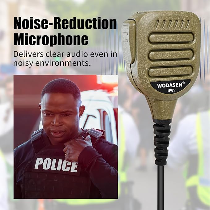 WODASEN Speaker Mic Walkie Talkie Handheld Microphone Shoulder Lapel Mics for GXT LXT GXT1000VP4 GXT1000 LXT500VP3 GXT1050VP4 LXT600 AVPH10 GMRS FRS X-Talker Radio (128-Tan)