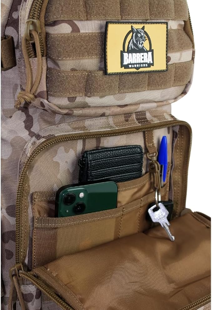 25 L Tactical Backpack: durable military-style backpack with MOLLE system for daily carry, travel, gym, hiking, hunting, camping, and outdoor sports. (MULTICAM CAMO)