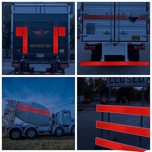 Reflective Tape, Waterproof Self Adhesive Dot Reflective Tape Outdoor Safety Caution Reflector for Trailers, Bikes, Cars（Red, 4 Inch x 65 Feet）